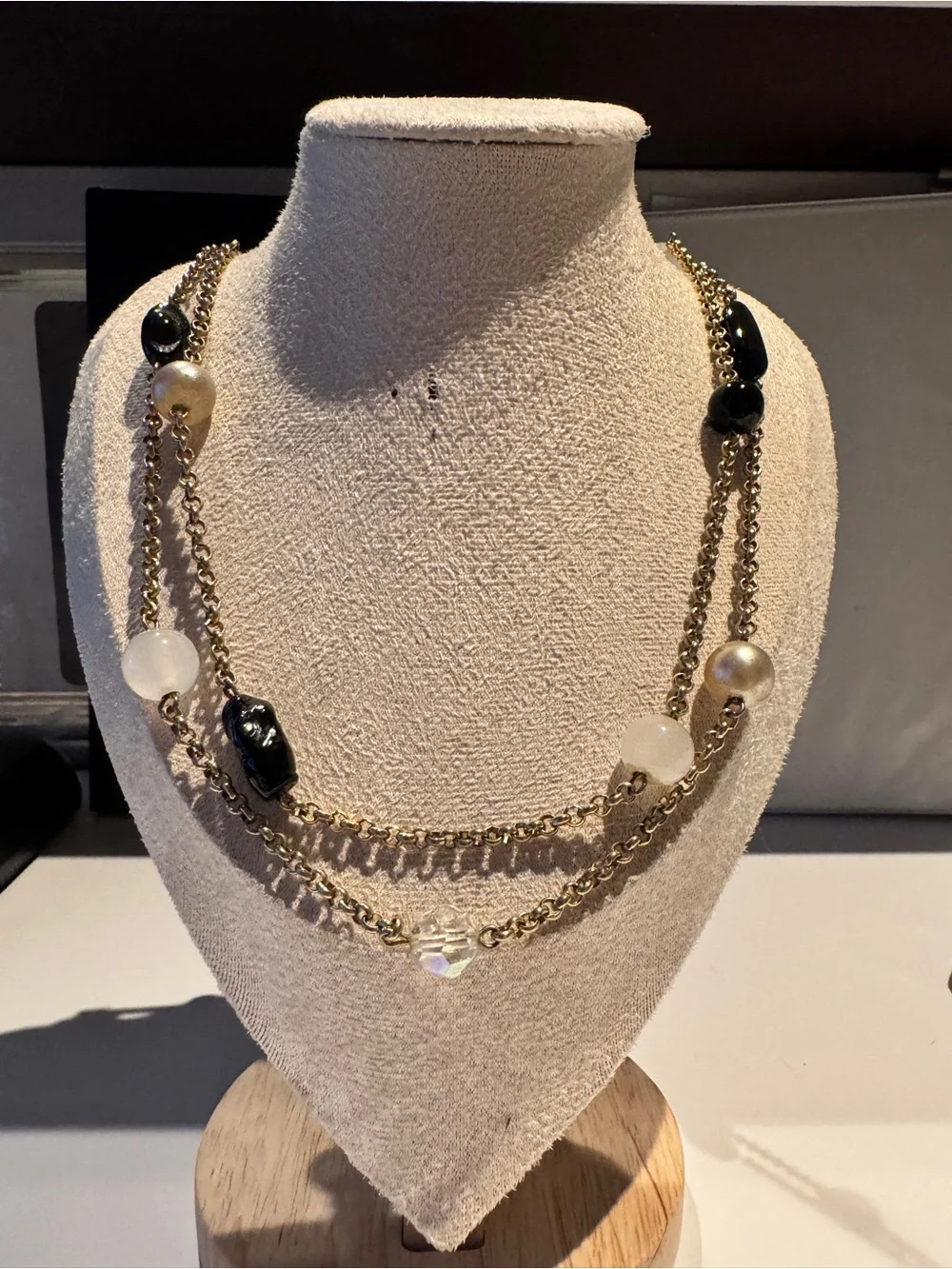 Multi-Strand Black and Gold Bead Necklace - Picture 3 of 13